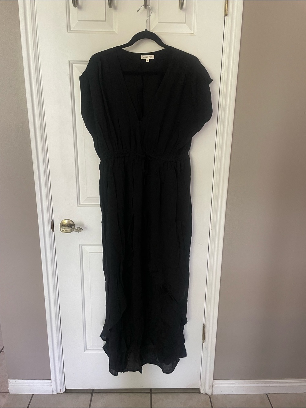 Sleeper Black V-Neck Maxi Dress with Elastic Waist